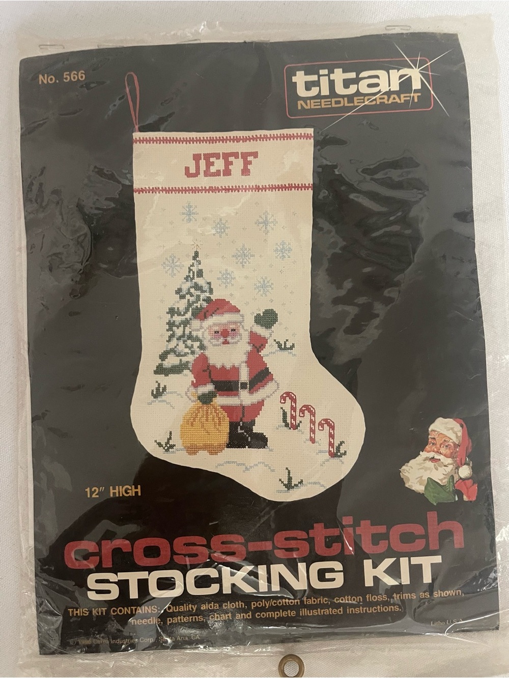 Vintage Titan Needlecraft Cross Stitch Christmas Stocking Kit.